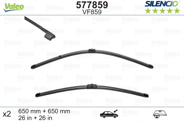 Automobilinis valytuvas VALEO SILENCIO VW, PORSCHE FLAT BLADE, 650 mm