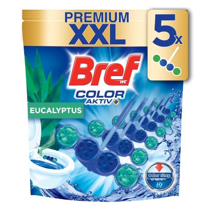 WC valiklis-gaiviklis BREF Color Aktiv Eucalyptus, 5 x 50 g