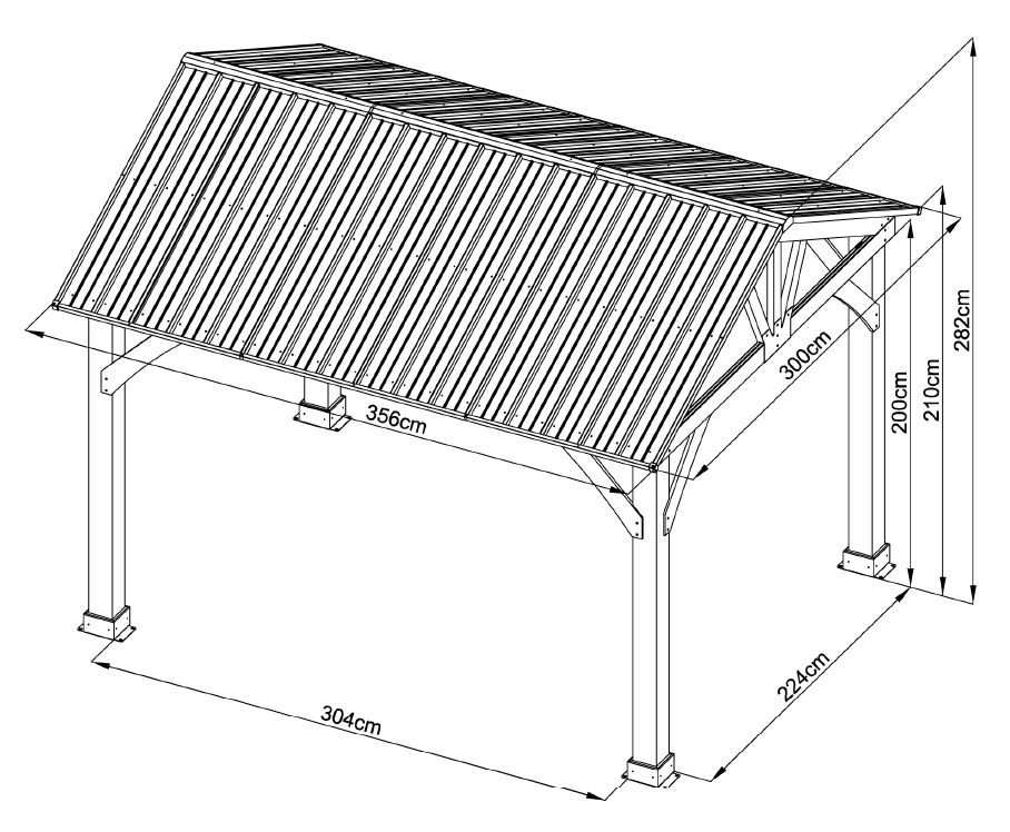 Sodo pavėsinė Timber, 300x356 cm - 5