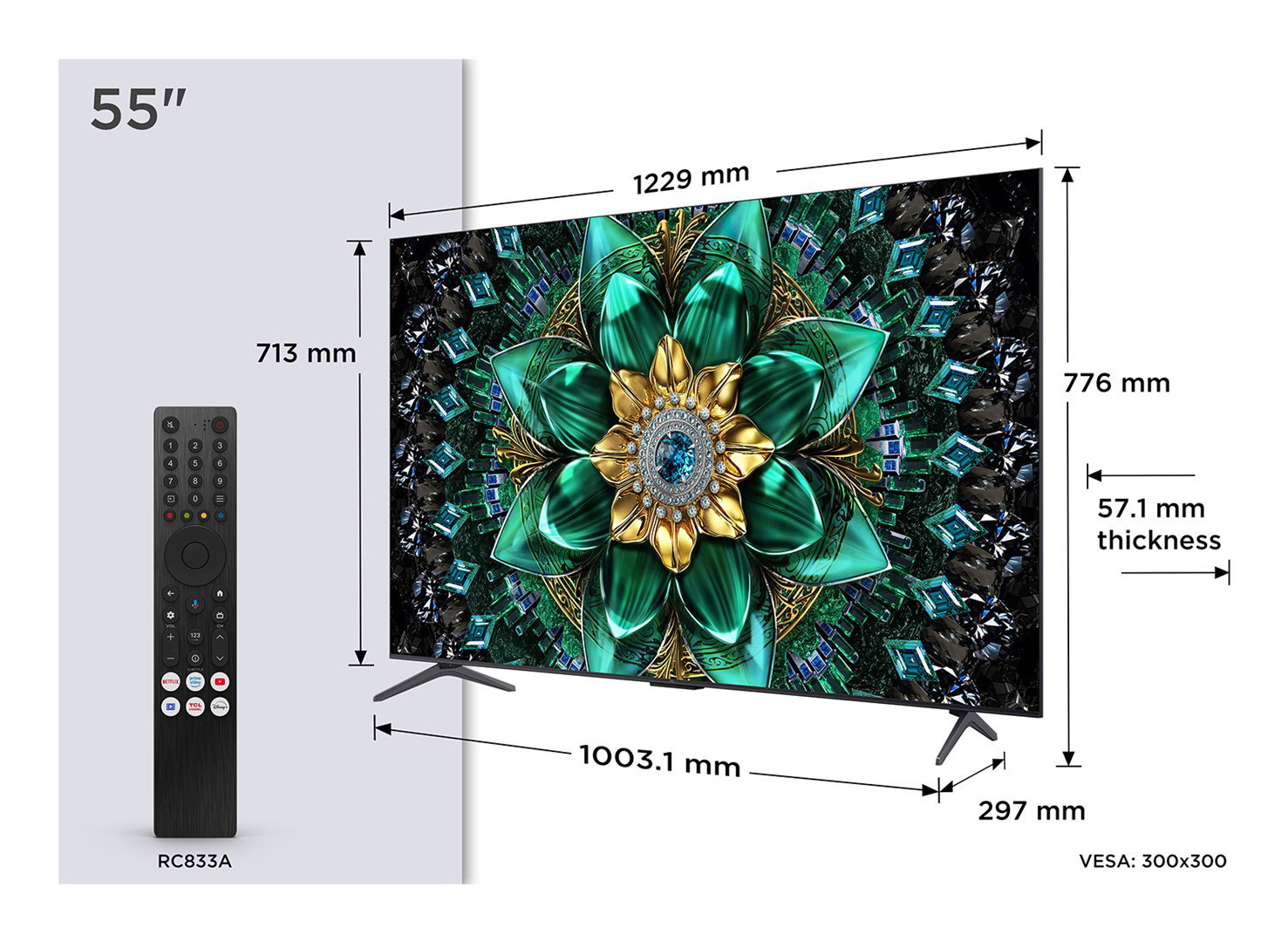 Televizorius TCL 55Q6C, QD-Mini LED, 55", 4K UHD-1