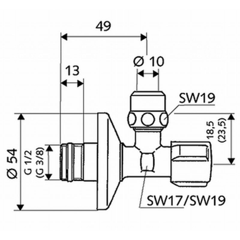 Kampinis ventilis SCHELL, 1/2" x 10 - 2