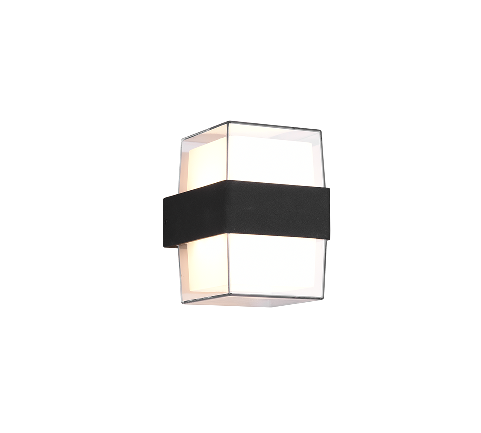 Sieninis LED lauko šviestuvas REALITY  Molina, IP54, 2x4,6W,3000K, 2x550lm, antracito sp., 9 x h13cm