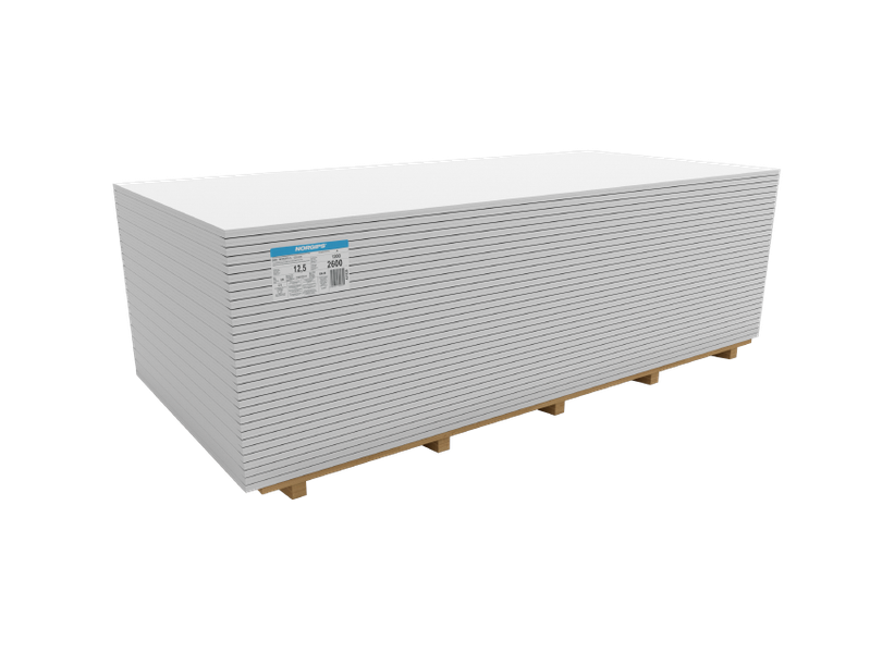 Gipskartonio plokštė NORGIPS GKB, balta, 12,5 x 1200 x 2600 mm