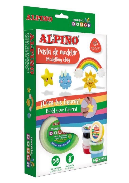 Modelinas ALPINO Magic Dough DAY  NIGHT,  6 spalvos po 40 g