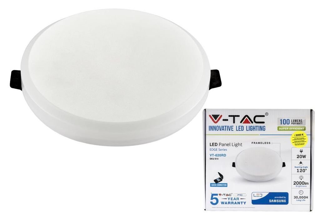 Įleidžiama LED panelė V-TAC SAMSUNG EDGE, 20 W