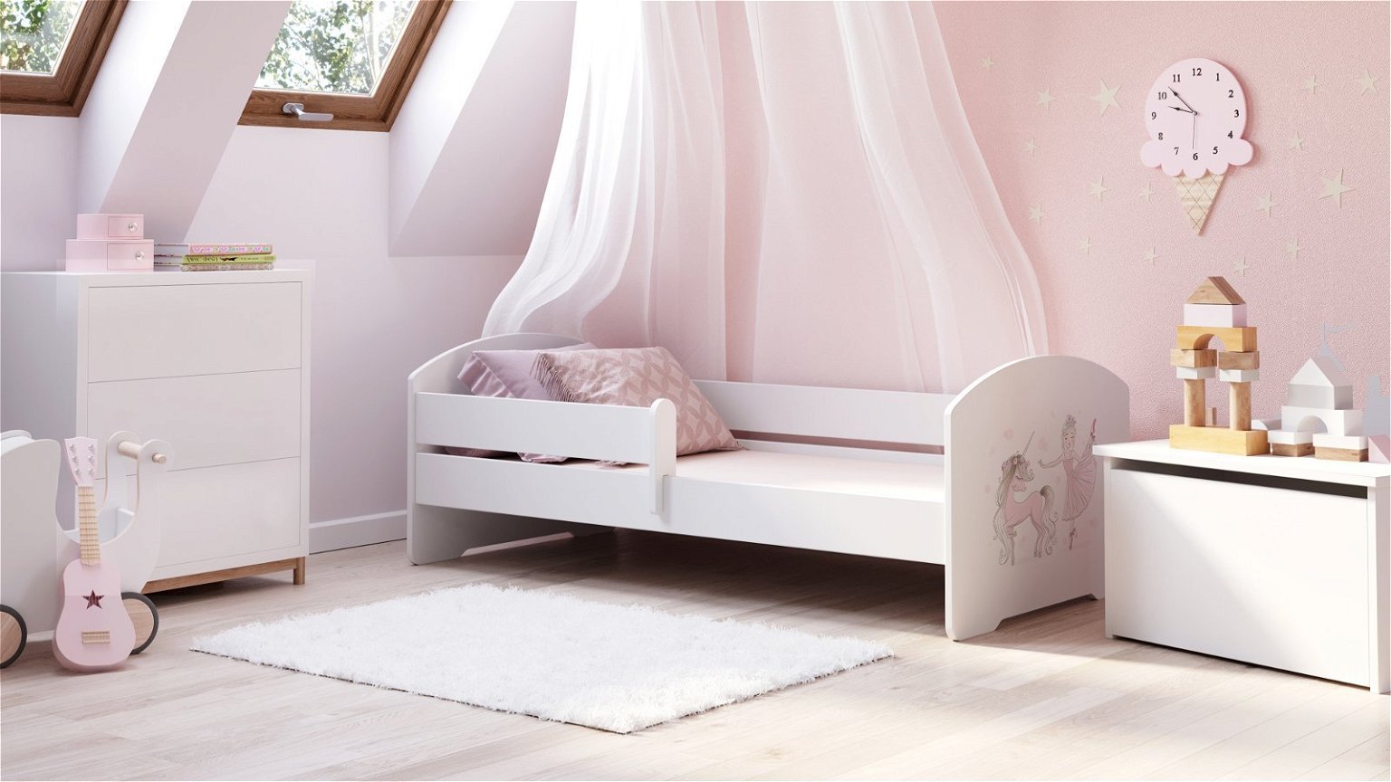 Vaikiška lova LUK Bar Pink Princess, 160x80 cm - 3