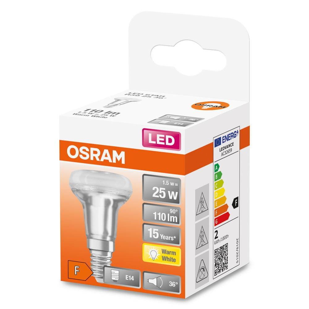 LED lemputė OSRAM, E14, R39, 1,5W, 2700K, 110 lm, non-dim - 2