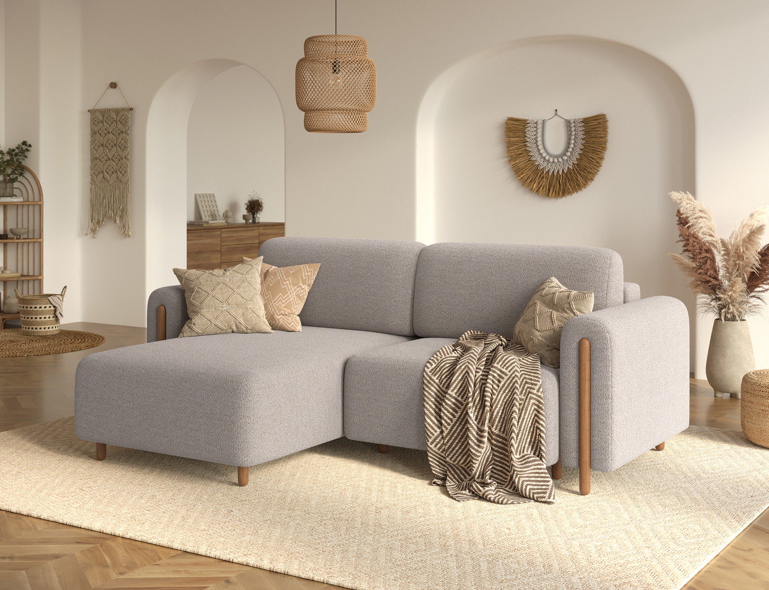 Kampinė sofa Acossta, smėlio sp., kairinė, 154 x 244 cm x 95 cm - 5