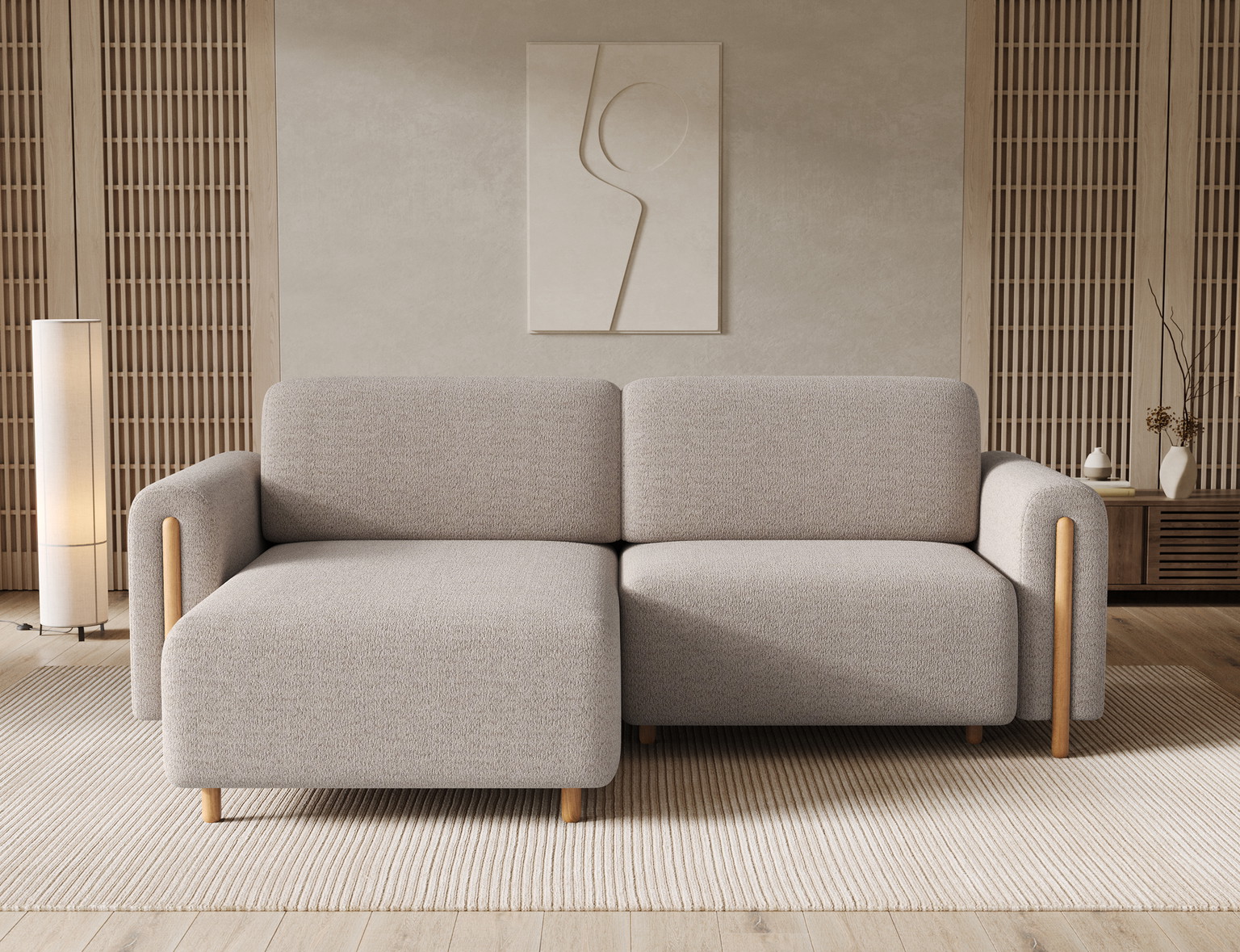 Kampinė sofa Acossta, smėlio sp., kairinė, 154 x 244 cm x 95 cm-1