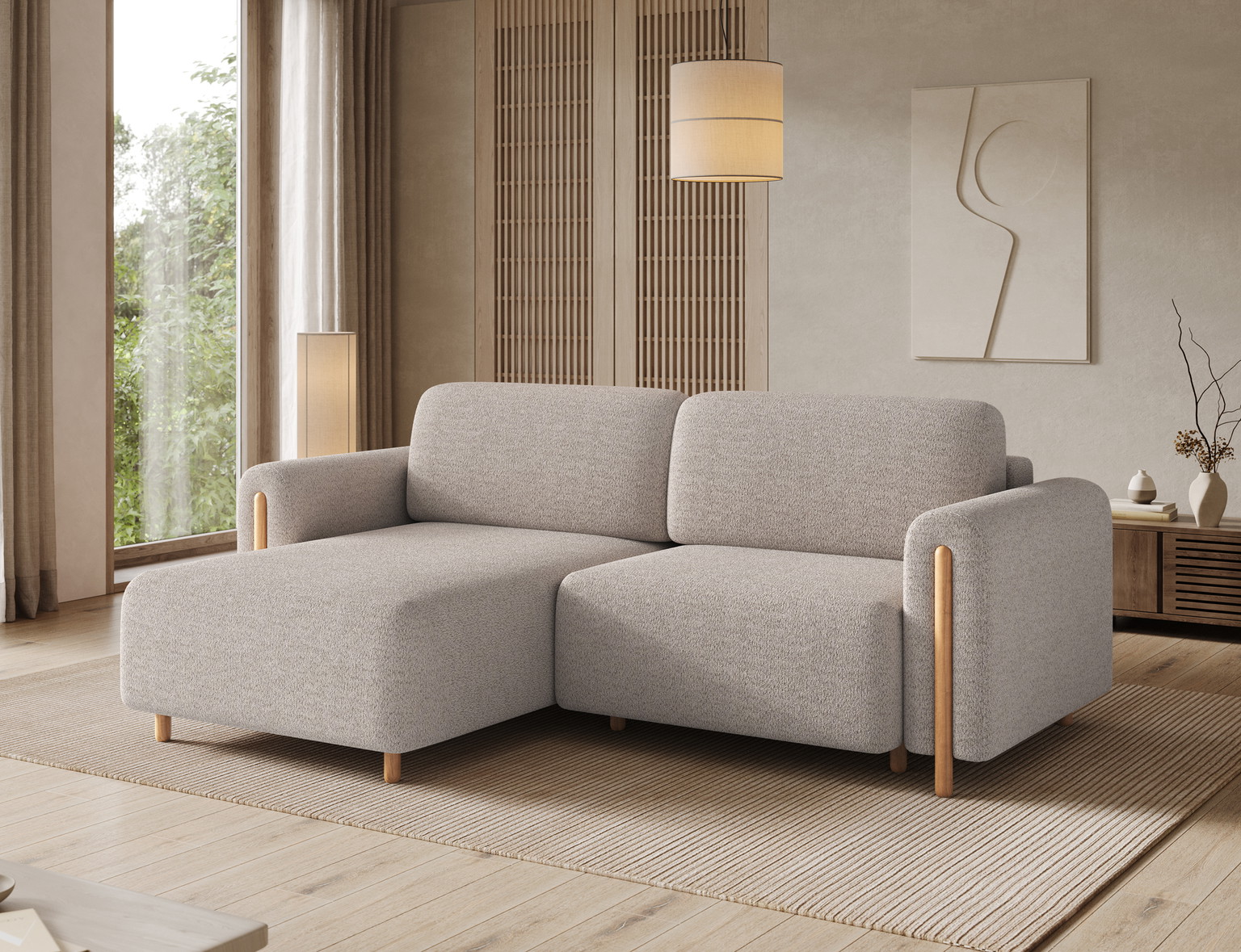 Kampinė sofa Acossta, smėlio sp., kairinė, 154 x 244 cm x 95 cm - 4