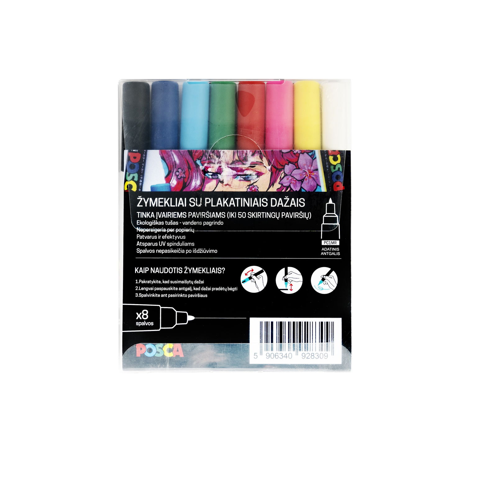 Markerių rinkinys POSCA PC1MR, 8 vnt. - 2